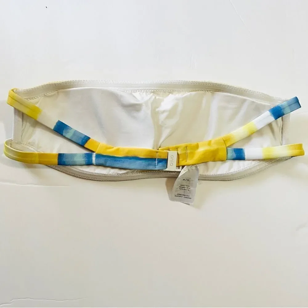 NWOT New Onia Natalia Bandeau Bikini Swim Top M Bold Stripe Dip Dye